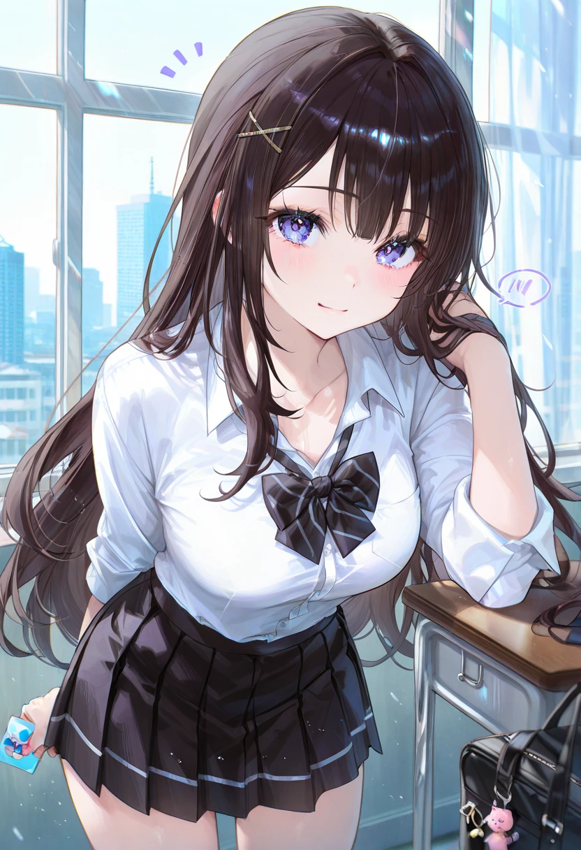 (masterpiece:1.2, top-quality), (realistic, photorealistic:1.4), beautiful illustration, (natural side lighting, movie lighting), 
looking at viewer, full body, 1 girl, japanese, adult, beautiful sexy secretary, perfect face, cute and symmetrical face, shiny skin, 
(middle hair:1.4, wavy hair:1.2, light brown hair), hair between eyes, dark purple eyes, long eye lasher, (mideum breasts, seductive thighs, big ass), nipple hardening, slender, 
beautiful hair, beautiful face, beautiful detailed eyes, beautiful clavicle, beautiful body, beautiful chest, beautiful thigh, beautiful legs, beautiful fingers, 
((detailed cloth texture, business jacket, short sleeves white collared shirts, extremely short skirt, seamed stockings, tie), high heels), 
(beautiful scenery), evening, ((in the office)), walking, strokes herself, craves sex, id card, holding a tablet PC, (seductive smile),