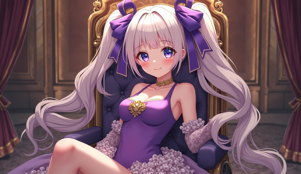 8 year old medieval girl, 1people々、In underwear、Gold and silver thread embroidery、Translucent underwear that reaches below the knee(Bloomers)wear、wear a semi-transparent corset、Translucent slip, Purple translucent tights、sleep