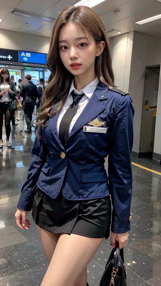 16K quality、Highest quality, It is high resolution., Real photo,、((Standing front view、Full body portrait))、(((Blondeの日本人女性の警察と変質者の男)))、(((A female police officer being caressed by a man、A man puts his hand inside her panties:1.5)))、(((She is lifting up the hem of her tight skirt with both hands.、White pantiesを見せている:1.5)))、((Time is night))、((Tokyo roads、On a sidewalk with heavy traffic))、(((Navy Blue Uniform、Navy Tight Skirt、White collar、tie、Gold braids on uniforms、Long sleeve、White panties)))、((Pure white high-leg panties))、((Uniform cap))、(((Beautiful golden hair、Shortcuts、Hair tied up、Blonde:1.2)))、((Black high heels))、Shiny earrings、choker、((blue eyes))、((Embarrassed expression、blush))、Beautiful legs、(Big eyes、No makeup、Very beautiful and subtle makeup, Light makeup,)、 Beautiful eyeshadow、Perfect body、Perfect hands、Perfect Fingers、Detailed and beautiful thin lips、A clear, beautiful face and well-proportioned eyes、Highly detailed eyes and face、Long eyelashes、double eyelid、A neat nose、Thin eyebrows、Border Light、Realistic Light、 Cute round face, Plump thighs、Accentuate your thighs、Hairstyle with bangs、Slender body、slim、Light-reflecting skin、Model body type、8Head to Body、Low - Angle、The light reflected in your eyes、Smaller face、Lip gloss、Looking away、Background blur、Movie lighting from the front、Light on face