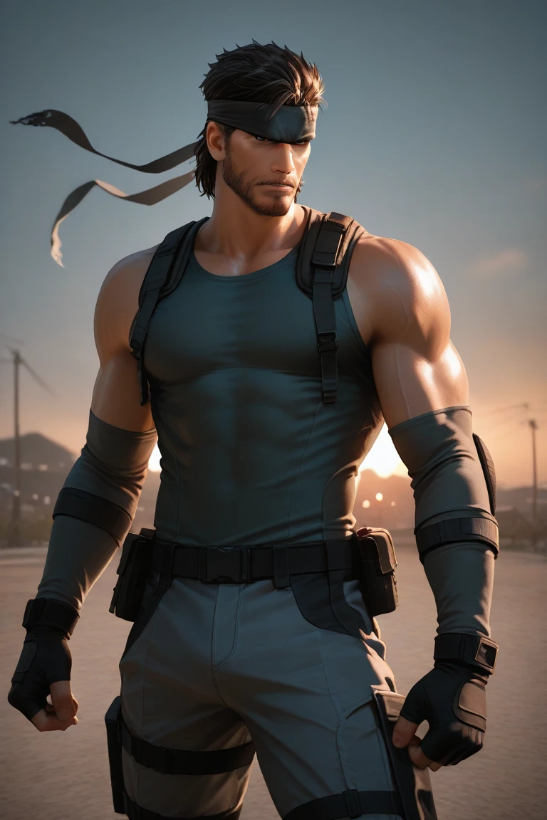 Solid snake wearing traditional samurai armor 