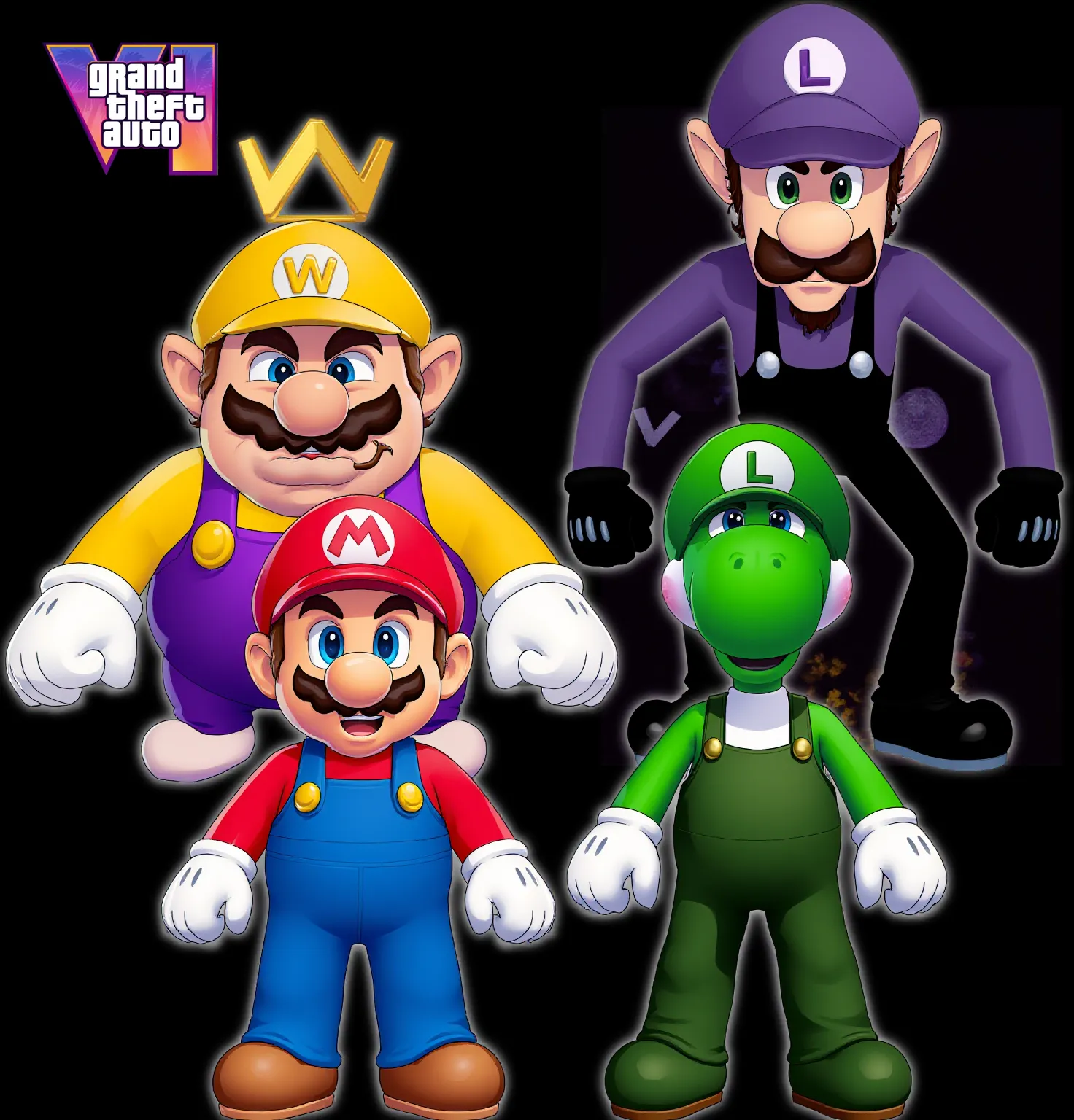 Mario Luigi Wario Waluigi