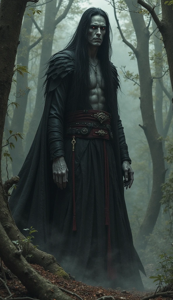 A sexy, muscular man like a pale witch, he has very pale or chalk-white skin, which gives him an ethereal and otherworldly appearance. Dark hair He has long hair, a short dark beard which adds to his mysterious and gothic appearance. Cloak Morpheus is often seen wearing a long, flowing cloak or tunic, adding to his air of royalty. In jewelry she wears various pieces of jewelry, including a jeweled amulet that is an important symbol of her power. Expressive eyes Your eyes are an important part of your character. They are often described as intense, deep, and full of hidden knowledge. Ankh Symbol Morpheus is sometimes seen carrying an ankh, which is a symbol of life and death. Black and white water-based paint, with some colors for effects.