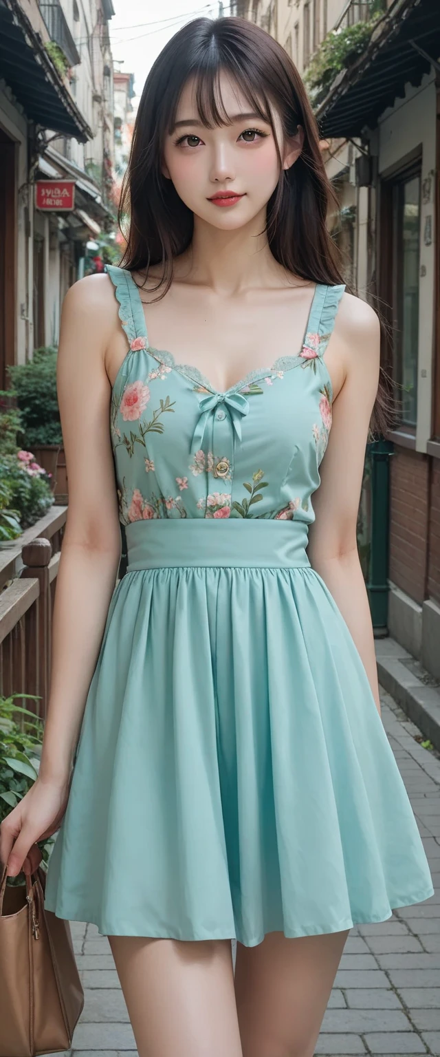 fairy tale idol、whole body、good style、、、、、colorful stitch mini dress、colorful hair、、