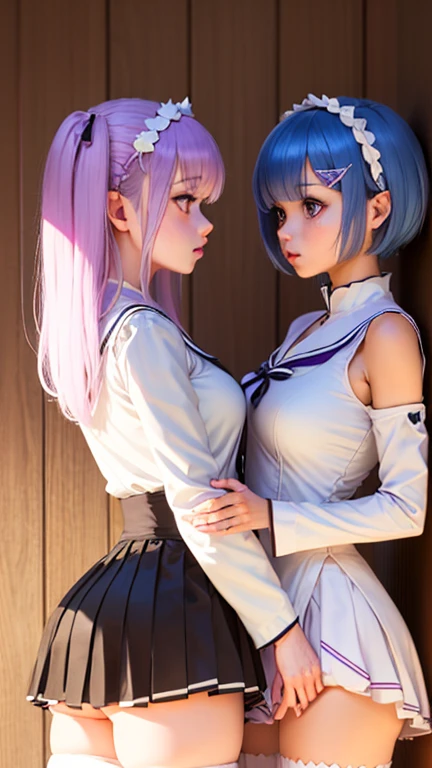 (Masterpiece, A high resolution, Best quality:1.3), 8K, Highly detailed, Intricate, Colorful, vibrant image, Sharp focus, digital blending, 4K, Popular on Pixiv Ingrid, ((blindfolds,Maid outfit)), Solo, Mature female, 40yo, A MILF, Curvy, (dark skinned female:1.15), Dark skin, posing on a, Classroom, Table, chair, Sitting, (Expressionless:1.2), view the viewer, Cowboy shot, Pink hair, Very long hair, Forehead, hair intakes, Purple lipstick, Makeup, Moles under the mouth, Yellow eyes, Perfect eyes, Perfect face, ultra detailed hair, hyperdetailed face, Earrings, Ultra-detailed lips, Large breasts, Ultra-fine lipstick,