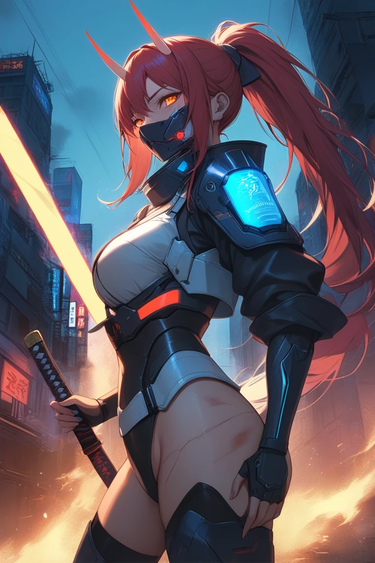 nsfw:1.1, high resolution:1.7, incredibly absurdres, kawaii:1, cute:1.5, hires.fix,incredibly fine illustration,8k,masterpiece:1.2,best quality, high quality, exquisite, beautiful, insanely detailed, intricate detailed, extremely detailed, Super Definition, ultra high res, Super Resolution, best aesthetic, ultra detailed:1.5, best quality, perfect face, detailed face, masterpiece:1.2, illustration:1.2, 8k cg wallpaper, stunning art,Young girl,(red ponytail: 1.2),(hair, Realistic:1),martial arts master,(action pose: 1.4),dynamic angle,sword dance,blue lightning effect,(eye after glow: 1.3),big bright blue eyes,Shining eyes beautiful detailed eyes),serious expression, speedy punch, outdoors,
(Dark purple cyber suit and red microskirt),(((It's torn and her genitals are visible))).torn clothes,broken clothes,white side-tie panties,cameltoe
,(embarrassed),blush stickers,Garter Belt,Bare shoulders,Beautiful breasts,Full body,(Perfect body),((Check out our thru-rack chokers and midi rings with chains,pale skin,Faint lips,embarrassed,Open mouth,