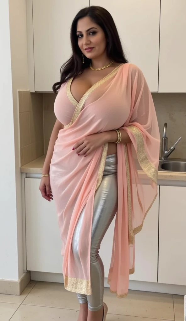 ((A perfectly healthy blissful divinely beautiful erotic More Feminine lovely motherly Indian royal queen goddess submissive pure love romantic woman)), fair skin, perfect defined alluring attractive eyes, pleasant smile, ((divinely perfect ideal round extra-large tight healthy breasts plumpy erected nipples, ideal hour-glass body shape, perfect body)), accurate hands, accurate legs, accurate fingers, divinely perfect accurate pussy ((wearing royal super delicate tight fine opulent silk velvet vibrant dark black saree,(tight body hugging cloths))), ((8k)), playing hide and sick, hyper-realistic, masterpiece, clear, perfection.