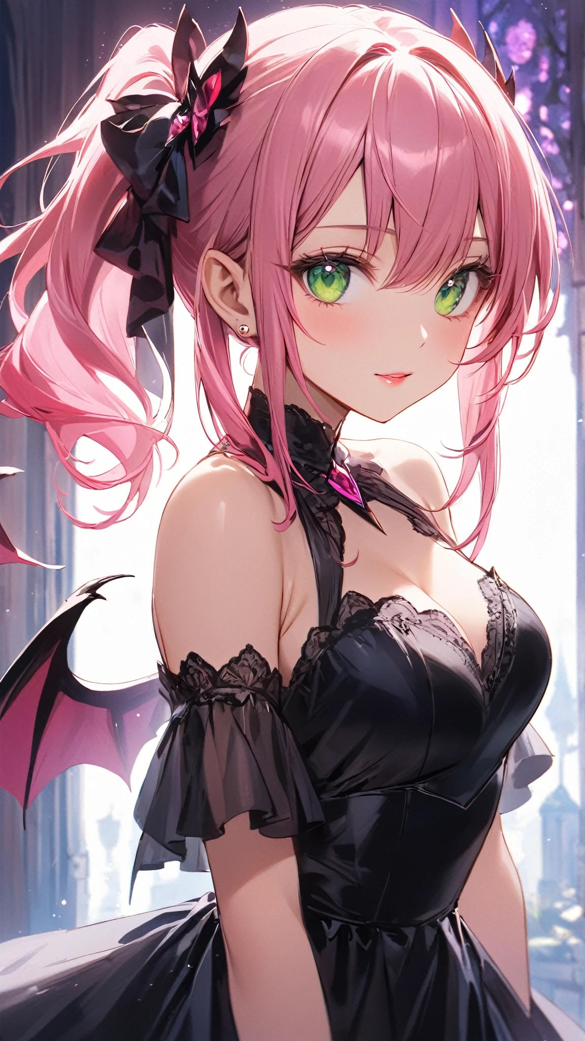 Succubus Succubus wings Eye-opening eyes Fangs visible from the mouth Cute Bat Vampire