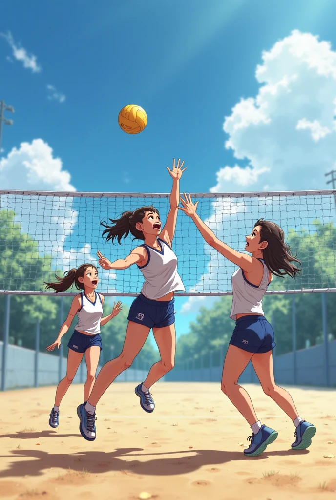 playing volleyball