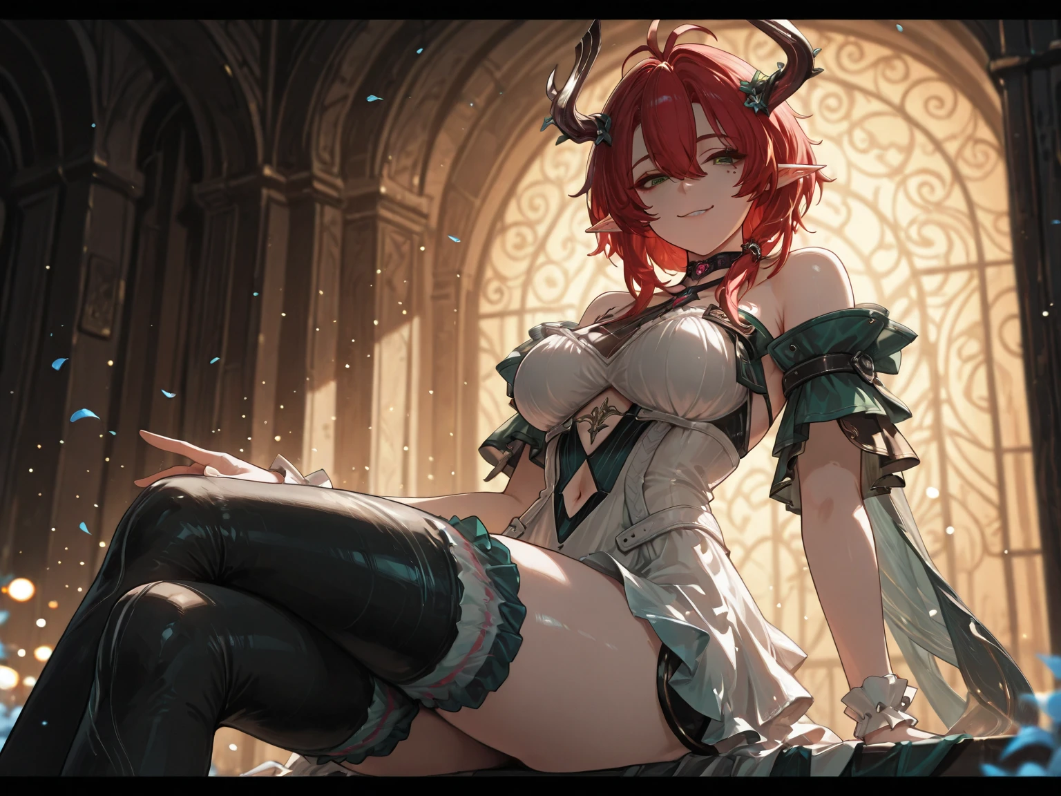 expensive, Long legs, Achieves overall curvaceous beauty while maintaining a snug fit. Very large breasts, Flat Stomach. Hair braided to one side, And these braids are longer than she is tall. It has a pair of horns on its head、Curves upwards from above the ear。, At first it was bent outwards、Then it turned inwards. Just above the inward curve, The horn contour curves outwards significantly, A little later it curves slightly upwards and reaches a sharp point.. wear, actually, A large amount of jewelry, including decorative rings made from the horn, multiple bracelets, Multiple Anklets, And thigh bands. for clothing, Platform shoes with high heels and sandal-style straps, It looks very similar to a very small apron.、actually隠すべき部分を隠すことなく、Tops that threaten indecency, It's hard to see from the angle of the reference image、It is believed to be paired with a T-back bottom made from minimal material.. View Viewer; Enchanting anime girl; Captivating look; Sexy pose; whole body; (whole body shot:1.1); Beautiful fine details; Beautiful detailed girl; Curvy:1.1; Dynamic pose; Fashion clothing in various colors; Perfect Eyes; Perfect Face; Perfect Retina; Perfect hands; Perfect Fingers; Perfect legs; Perfect toes; Super detailed face; Ultra detailed hair; Very detailed eyes and face; Ambient Occlusion; Cinema Lighting; vision; fluid motion; Harmony; Interconnected Elements; Cinema Lighting; Realistic lighting; Realistic Shadows; (Vibrant colors:1.05); Vivid lighting; Warm and cool color palette; (Browsing Caution) Not safe at work; wonderful; alone; artstation pixivでトレンド; 8k wallpaper; 最high quality; CG; Detailed painting; The finer details; (high quality:1.4); High resolution; Large file size; figure; Intricate details; masterpiece; (Realistic:1.4); Professional artwork; (RAW Photos:1.2); Reflection Art; Sharp focus; Very detailed; Unified; Very detailed; Very detailedなアートジェム; Owari Al; owari\(Azure_lane\);