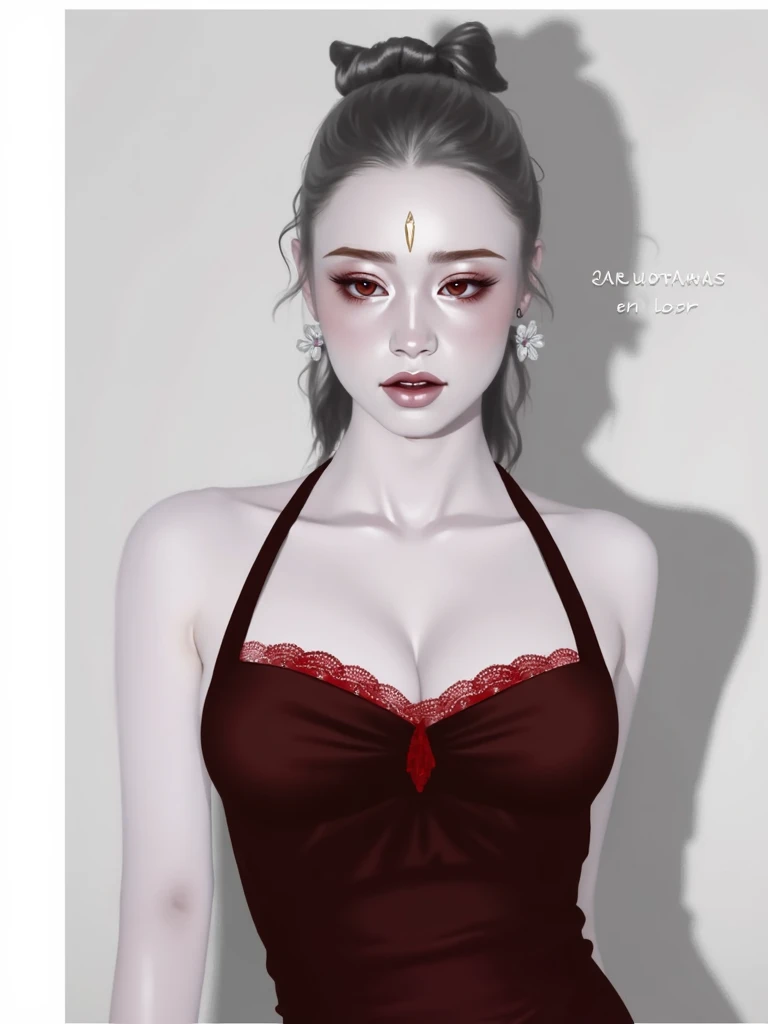 masterpiece,best quality,official art,extremely detailed CG unity 8k wallpaper,beautiful and delicate eyes)), watery eyes,symmetrical face,fantasy breasts,red lips,, thick thighs,wide hips,huge thighs,(1girl:1.4),(huge breasts:1),mature female, milf, ((perfect female figure)), narrow waist,, ulzzang-6500, <lora:taiwanDollLikeness_v10:0.66> ,<lora:fashionGirl_v30ForSD15AndWaifu:0.88>,makeup,black_hair, collarbone, earrings, jewelry, lace, lace-trimmed_bra, lace_trim, large_breasts, long_hair, looking_at_viewer, mole, necklace, upper_body,