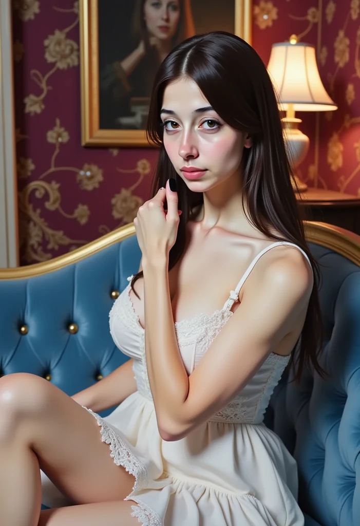 nude girl, bare breasts, narrow nipples