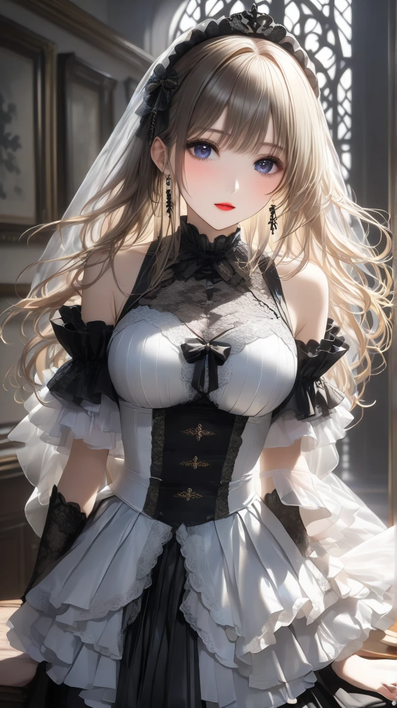 (dynamic fighting pose),(leather boots,(asymmetrical mecha armor),(long embroidered white lace dress,see through,lift up the hem of the dress)),(random hairstyle),(Thin type:1.8),(large breasts),(Highest image quality,(8K), Ultra-realistic, Best Quality, High quality, High Definition, high quality texture, high detailing, Beautiful detailed, fine detailed, extremely details CG, Detailed texture, realistic representation of face, masterpiece, presence)