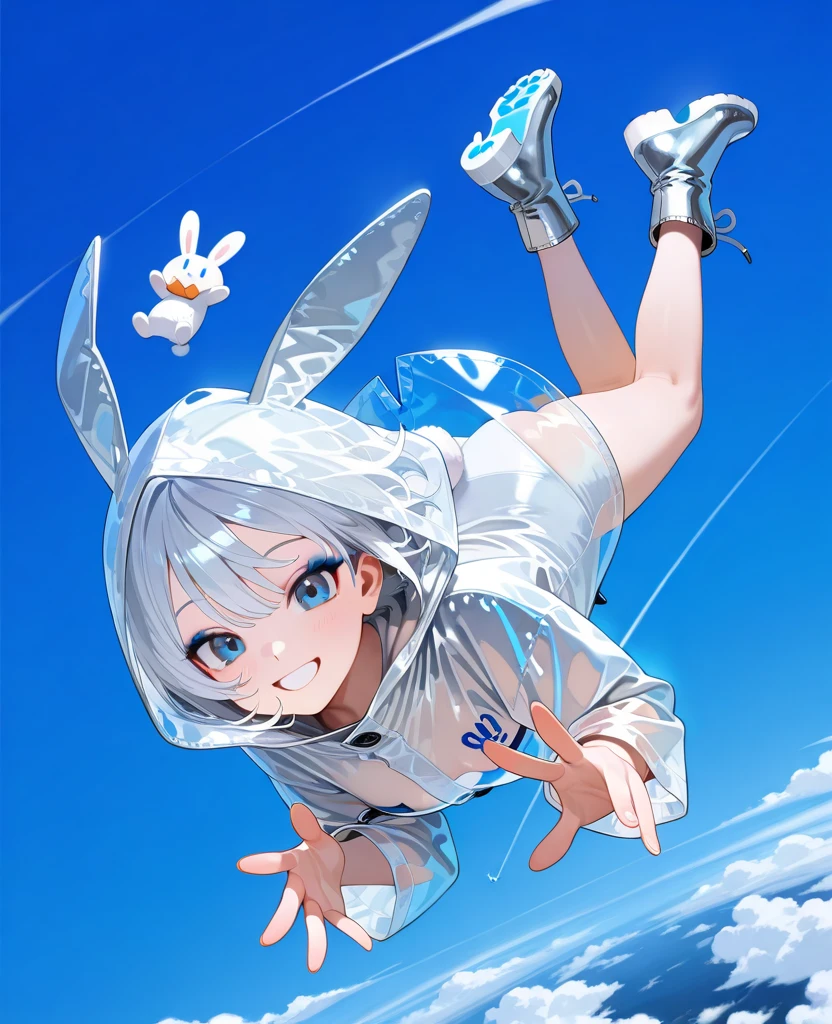 superfine illustration, Solo, Dynamic Angle, extremely cute and beautiful girl, very detailed beautiful face and eyes, (masutepiece:1.2), (Best Quality:1.2), (4k wallpaper:1.2), look at viewr, Cartoon girl in suit, 1girl in, Solo, Striped, Bra, training bra, tusk, Brown hair, Green eyes, Short bob hair, flat chest, Navel, hoods, Smile, Hood Up, Panties, Outstretched arms, Open mouth, + +, Underwear, Striped panties, :D, pajamas, (1 piece of sea pajamas:0.7), (Black and white pajamas:1.2), (Pajamas for dog ears:1.3), (Tan Marking Eyes Chihuahua Pajamas:1.2), (Full body:1.0), Jozipan, Cotton panties, Kawaii Tech, Pastel colors, kawaii, Cute colors, Jozipan, Cotton panties, Kawaii Tech, Pastel colors, kawaii, Cute colors