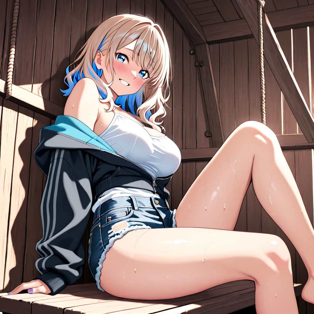 (Highest quality, 4K, 8k, High Resolution masterpiece:1.2), Very detailed, Picturesque, Anime-style photos, Photo Animation:1.37)、a beautiful girl、(Brunette Hair)、(pixie cut)、highschool uniform、white shirt、checked scart、gyaru、tan、in the room、Female masturbation、sex toy、Squatting on a dildo、black dildo、insert dildo、Ecstasy face、trembling、Sweat、Drooling、crying、vapor、Black choker、pierce、necklace、bracelet、