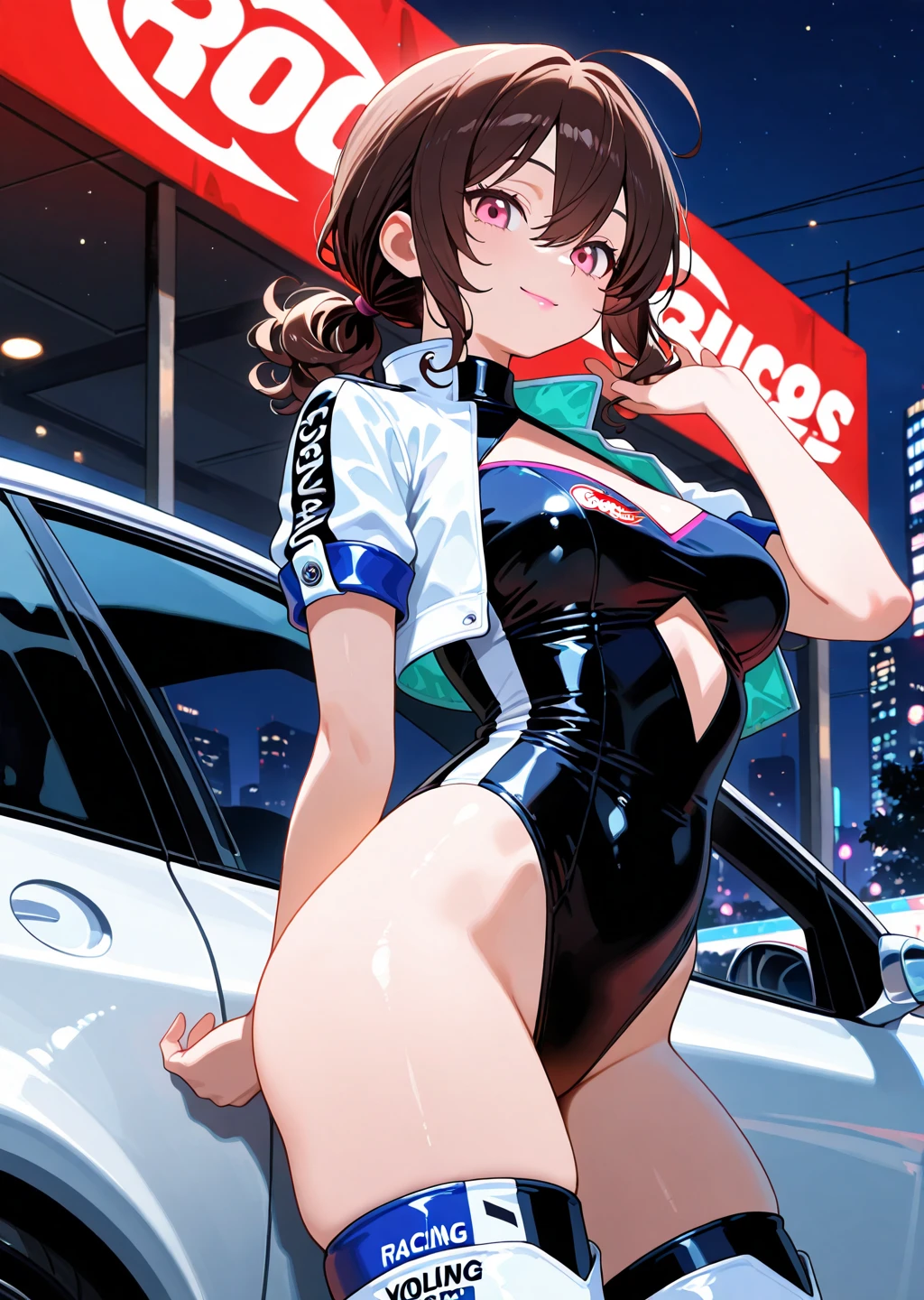 Highest quality,masterpiece,motor Show,Two supermodels,smile,Completely naked,Nipples,Dark hair color,pubic hair