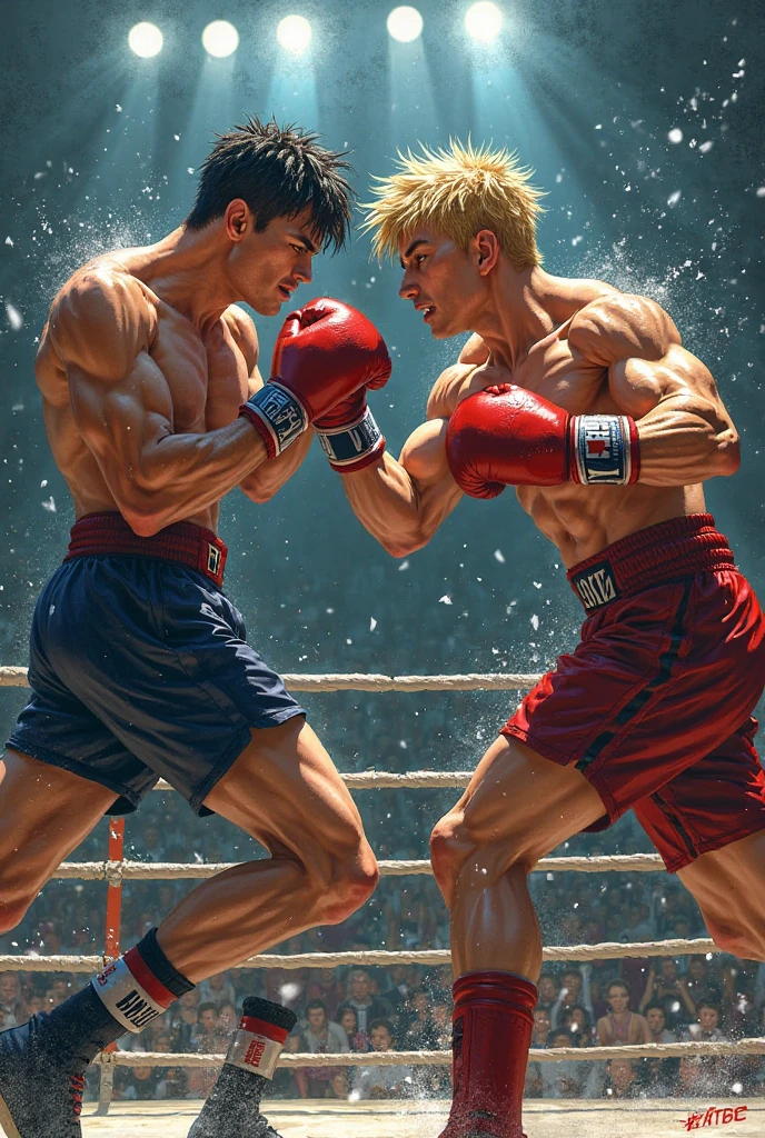 Illustration in Leyendecker style: Christopher Egan, 22 years , plays a muscular boxer in the ring. Wearing only red panties, big dick, boner, bulge in panties