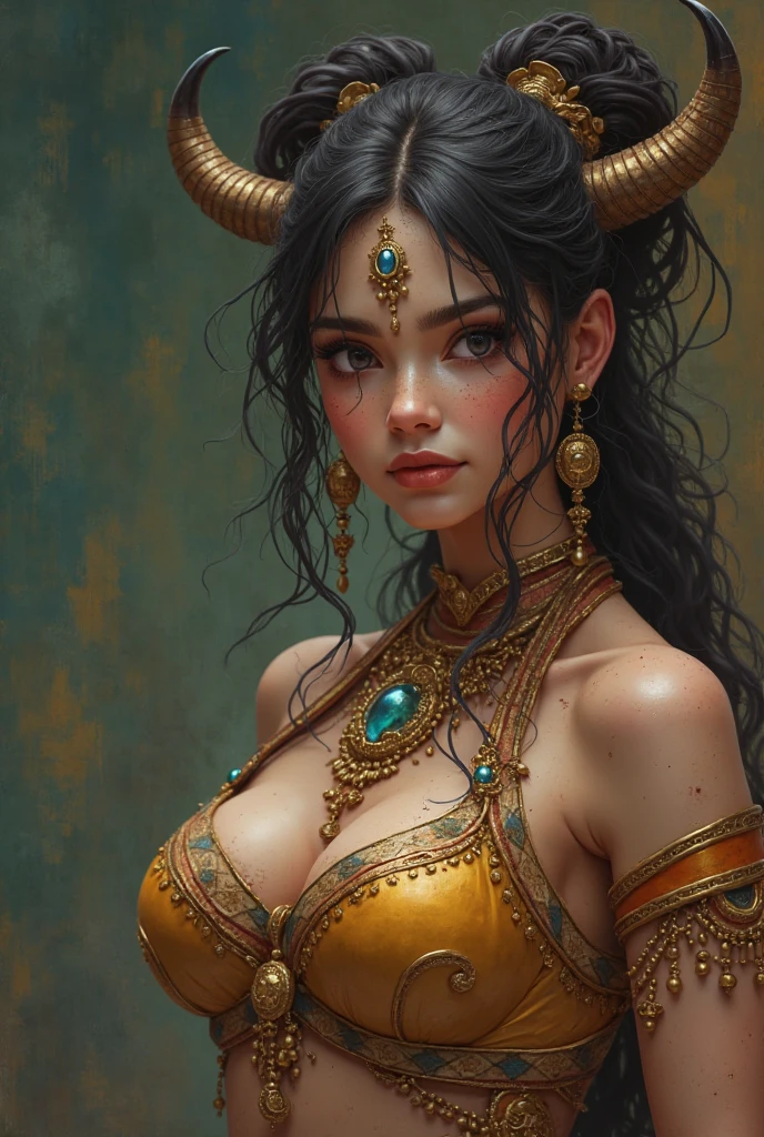 A tribal maiden stands amidst the remnants of an ancient civilization, embracing her heritage. Her eyes reflect wisdom and resilience, while her lips tell stories of ancient legends. The intricate details of her traditional attire, adorned with tribal patterns and vibrant colors, showcase a rich cultural heritage. She stands tall, facing a turbulent storm, symbolizing her inner strength and determination.
The surrounding landscape is veiled in swirling clouds, creating a mysterious and dramatic atmosphere. The composition is dynamic, with elements of both chaos and harmony. The brushstrokes are painterly, adding texture and depth to the image. Every stroke brings the scene to life, capturing the essence of fantasy realism.
The ambiance is captivating yet dark, evoking a sense of both wonder and danger. The tribal maiden's presence amidst the ancient ruins signifies the resilience of her people and their connection to the past. The storm, with its menacing clouds and lightning, adds an element of tension and urgency.
This artwork is a masterpiece, crafted with the best quality and attention to detail. The level of detail is ultra-detailed, with each brushstroke capturing the tribal maiden's features and the intricate patterns on her attire. The result is a realistic and photorealistic representation, where every aspect is meticulously rendered.
The color palette is carefully chosen, reflecting the tribal traditions and the stormy atmosphere. Deep earthy tones dominate, infused with pops of vibrant colors representing the tribal culture. The lighting is atmospheric, casting dramatic shadows and highlighting the tribal maiden's face and figure.
Together, these elements create a captivating and immersive artwork, where the tribal maiden stands as a symbol of strength amidst the remnants of an ancient civilization. The storm and swirling clouds represent the challenges she faces, while the painterly details and fantasy realism invite viewers into a world of wonder and imagination.