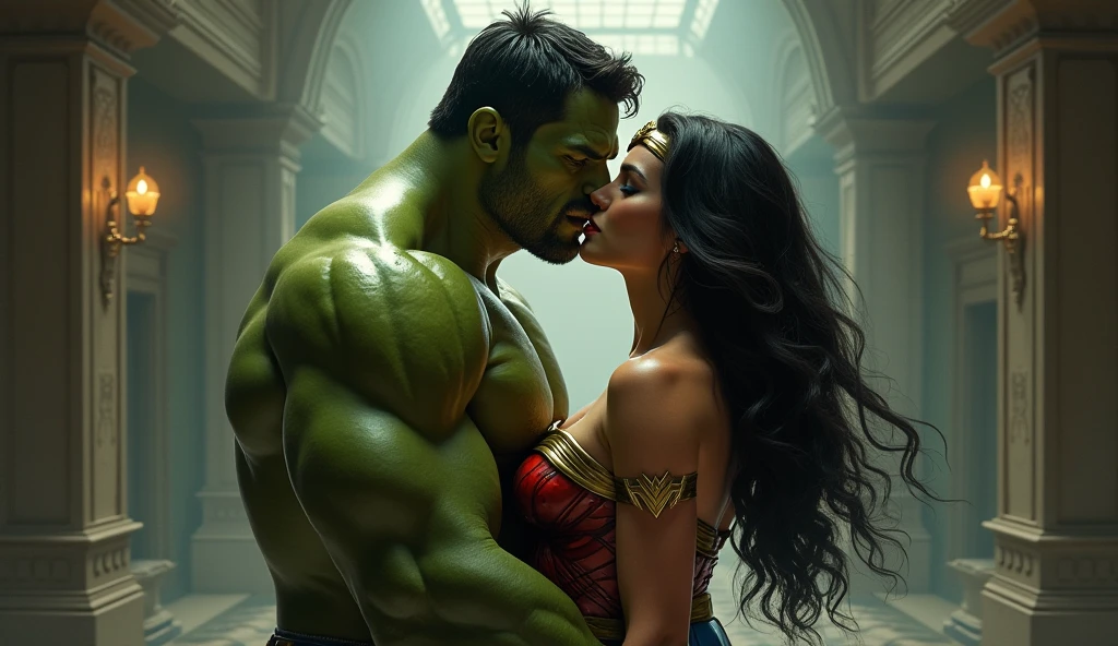 Iron man and Hulk frech tongue kiss