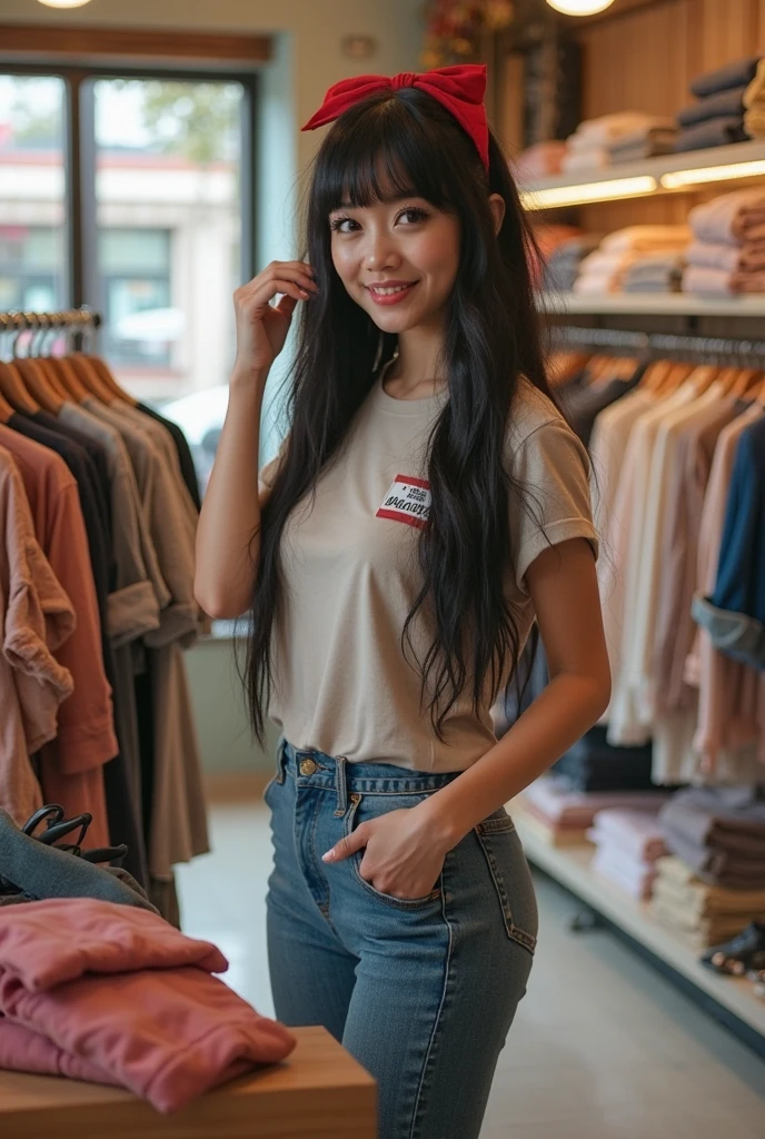 Take a photo with text and name for a clothing store