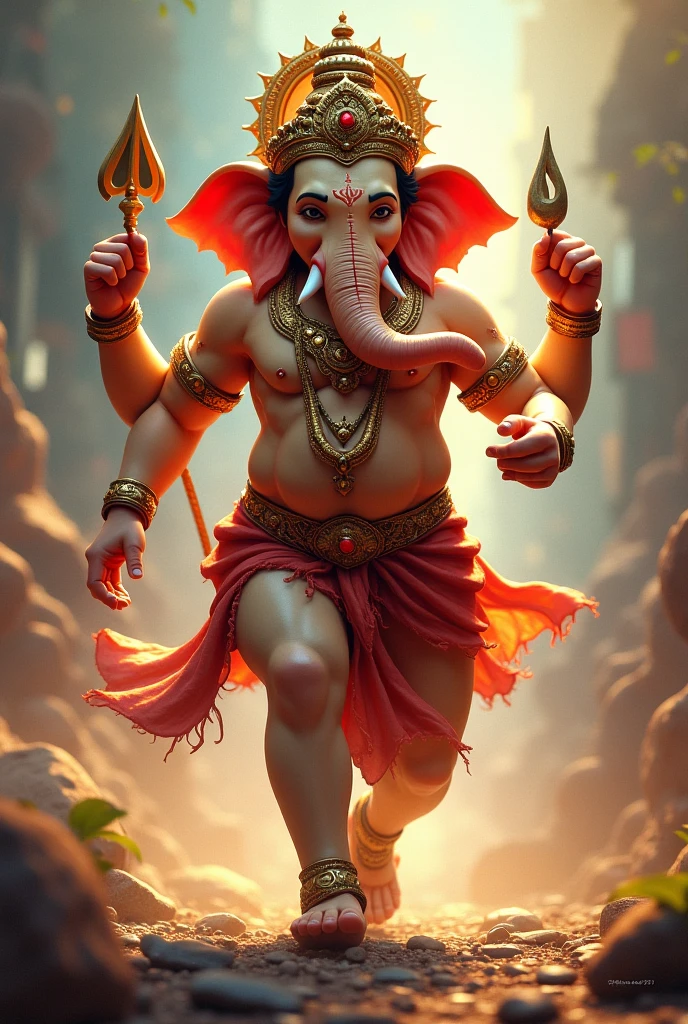 Ganesh God in forest with standing position

