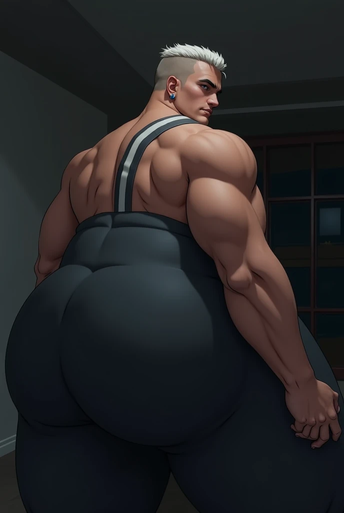 Muscular man from behind with prominent huge butt and exposed anus in alley