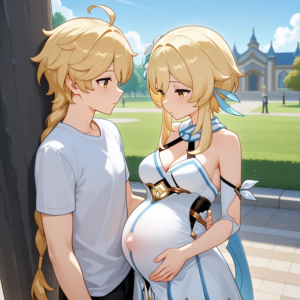 score_9, score_8_up, score_7_up, source_anime,masterpiece,best quality,highres,absurdres,official art,official style,source_anime,anime screencap,anime coloring,megami magazine,anime,animated,explicit,alice zuberg, pregnant ,bangs, blue eyes, blonde hair, hair between eyes, very long hair, braid, ,large breasts,((areola slip)), ((Areola)),((nipple)), long hair, looking at viewer, navel, o-ring, Standing, (seethru dresses:1.3)