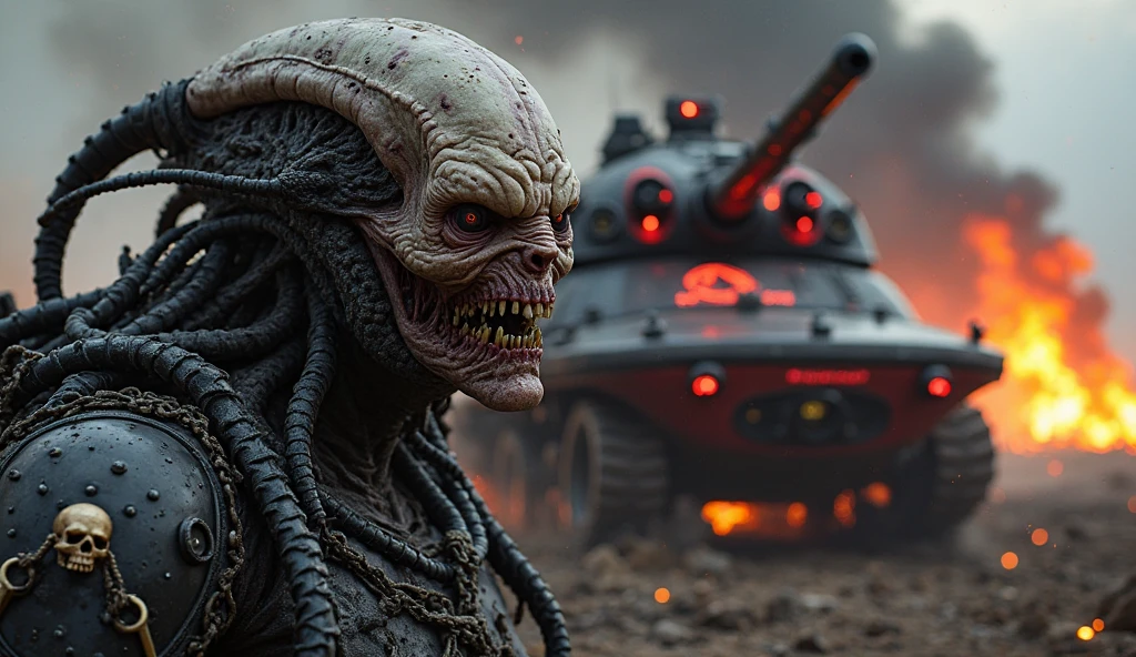 (3D rendering:3.1), in (medium close-up) of 2characters from (Galaxy of Terror, with yellow sky:3.1), inspired by style of Wayne Barlowe and greg rutkowski art, in apocalypse of chaotic world, monsters, robots, daemons, aliens, mutant, explosions, fire and lots of smoke (with Creepy, Sci-Fi, Fantasy and Horror:2.9) retro sci fi, horror movie, horrified, terrified, insane, disgusting, disturbing, Impactful, cgsociety, hyper-detailed, digital illusions, cyberspace, photorealistic, arts visuals. Ultra detailed, RAW photo, (cinematic:2.9), artstation style, concept art, masterpiece, 8k, realistic textures, (3D rendering:3.1), 