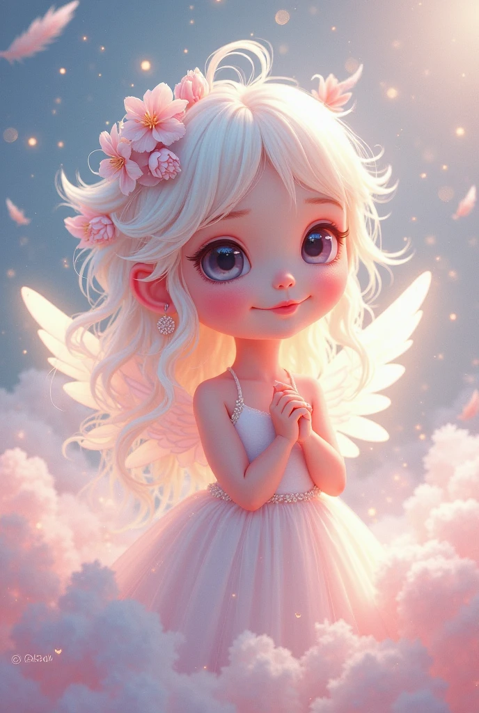 Cute Angel、Cute smile、Rosa、shimmer、Beautiful eyes、stele、Happy smile、joy、A delightful、optic、shimmer、glad、kawaii art