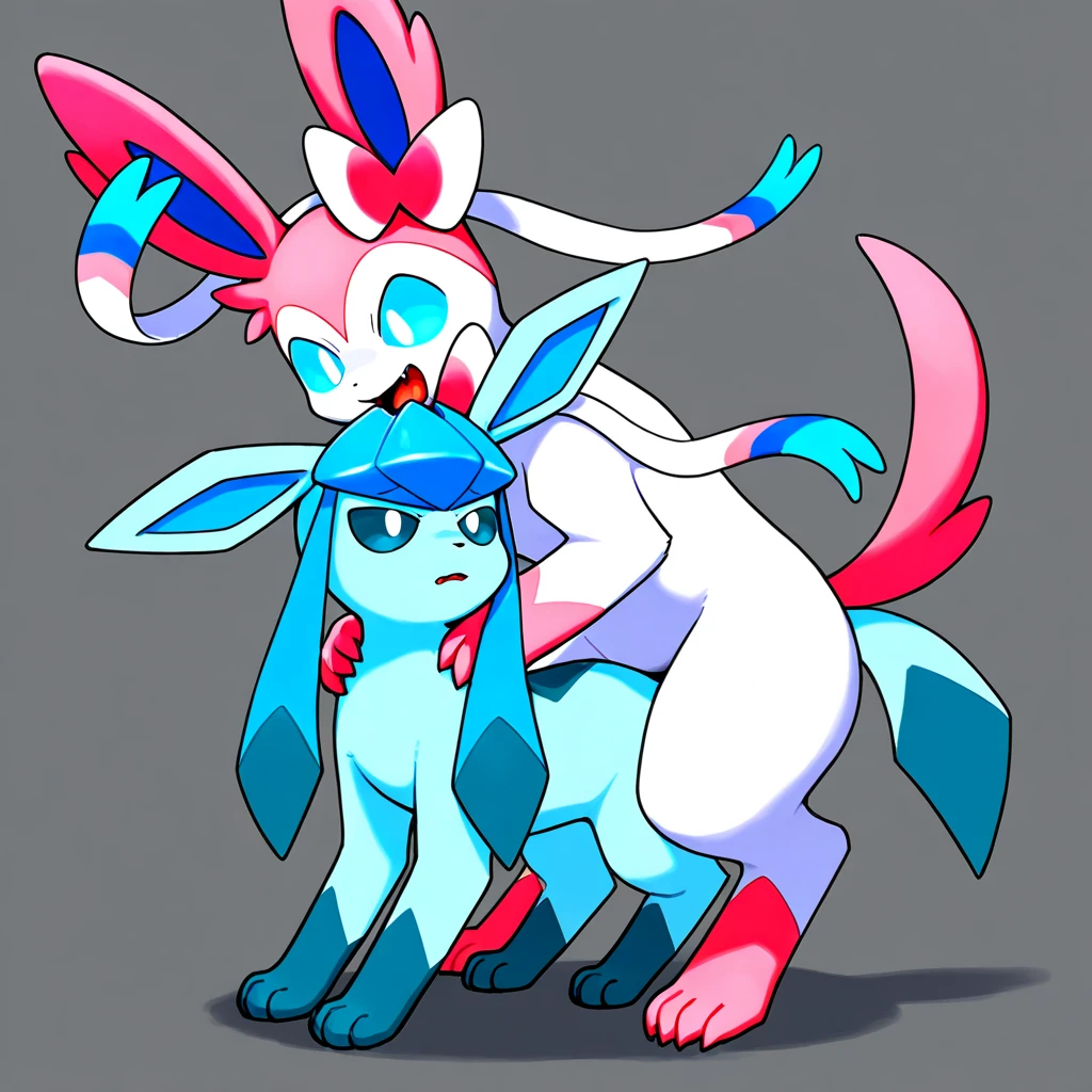 score_9, score_8_up, score_8, Expressiveh, (eeveelution), skinny, kemono furry, source furry, vivid colors, furry, female glaceon, male flareon, hetero, sex from behind, [feral], rating_explicit, duo, white background, moaning, happy sex, knot, spread legs, cum on pussy,doggystyle,by syuro,