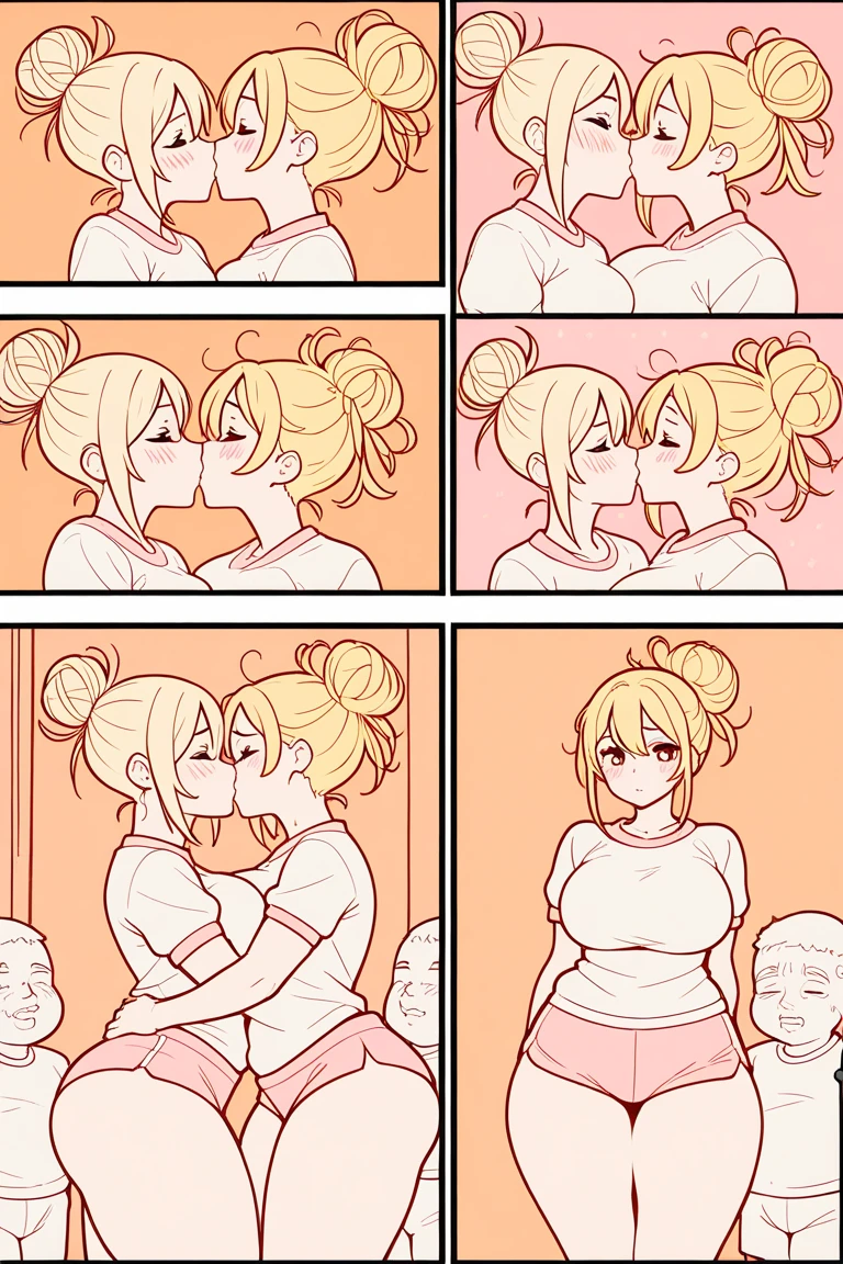 Browsing Caution,(Petite),(Two cute boys),((Penis in the crotch)),(((((Nipple licking))))),(Two blonde women with low pigtails),lips,Sweat,White Breath,Ecstasy face,Naughty sound effects,