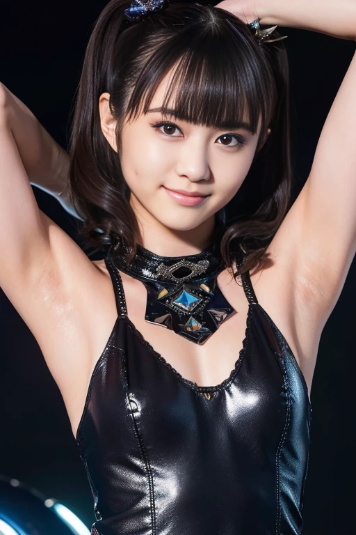 One Girl, (Beautiful girl, Delicate girl:1.3), (16 years old:1.3),Upper Body,Sitting in a chair,((Randomly sexy poses))、
break, (Blue catsuit, latex, enamel:1.2),The zipper is down and her chest is exposed.、
break, Very beautiful eyes, (Symmetrical eyes:1.3),
break, Small breasts, Brown eyes, Parted bangs, Brown Hair, (Upper teeth, The best smile:0.2),
break, (Eye and facial details:1.0),
break, (masterpiece, highest quality, Super detailed, Detailed face, 8k)