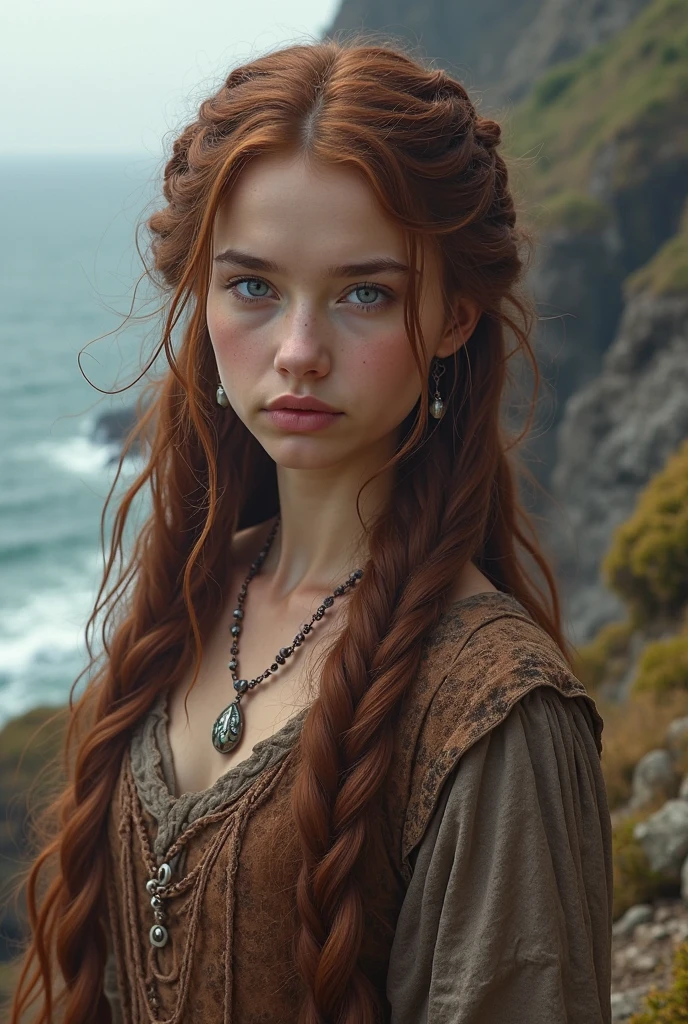 age fairies, red hair, braids, very artful, a lot of prisms falling from the sky and scattering light, dark atmosphere, very mystic, rays of light, night, topless, ultra detailed face, realistic skin, very detailed background, a burst of colors,