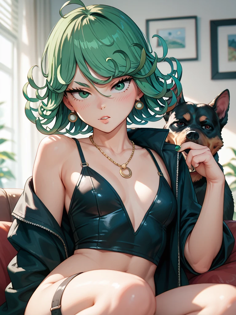 Cute girl, dark green hair, yellow eyes, short hair, cat ears, cat tail, cat collar, sexy body, sex, sexy, eat shawarma