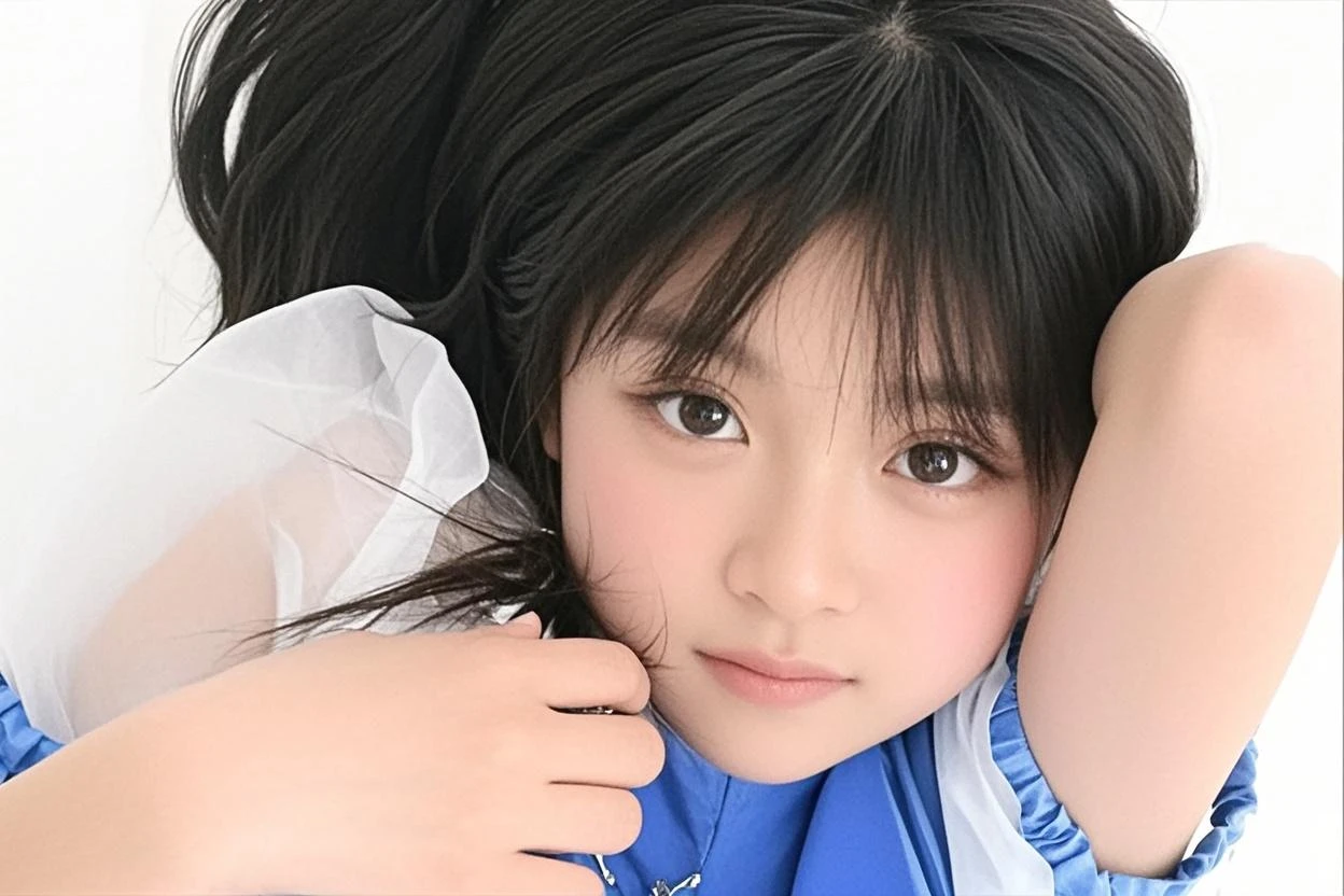 very cute、girl、13years old、Face close-up、White skin、smile、