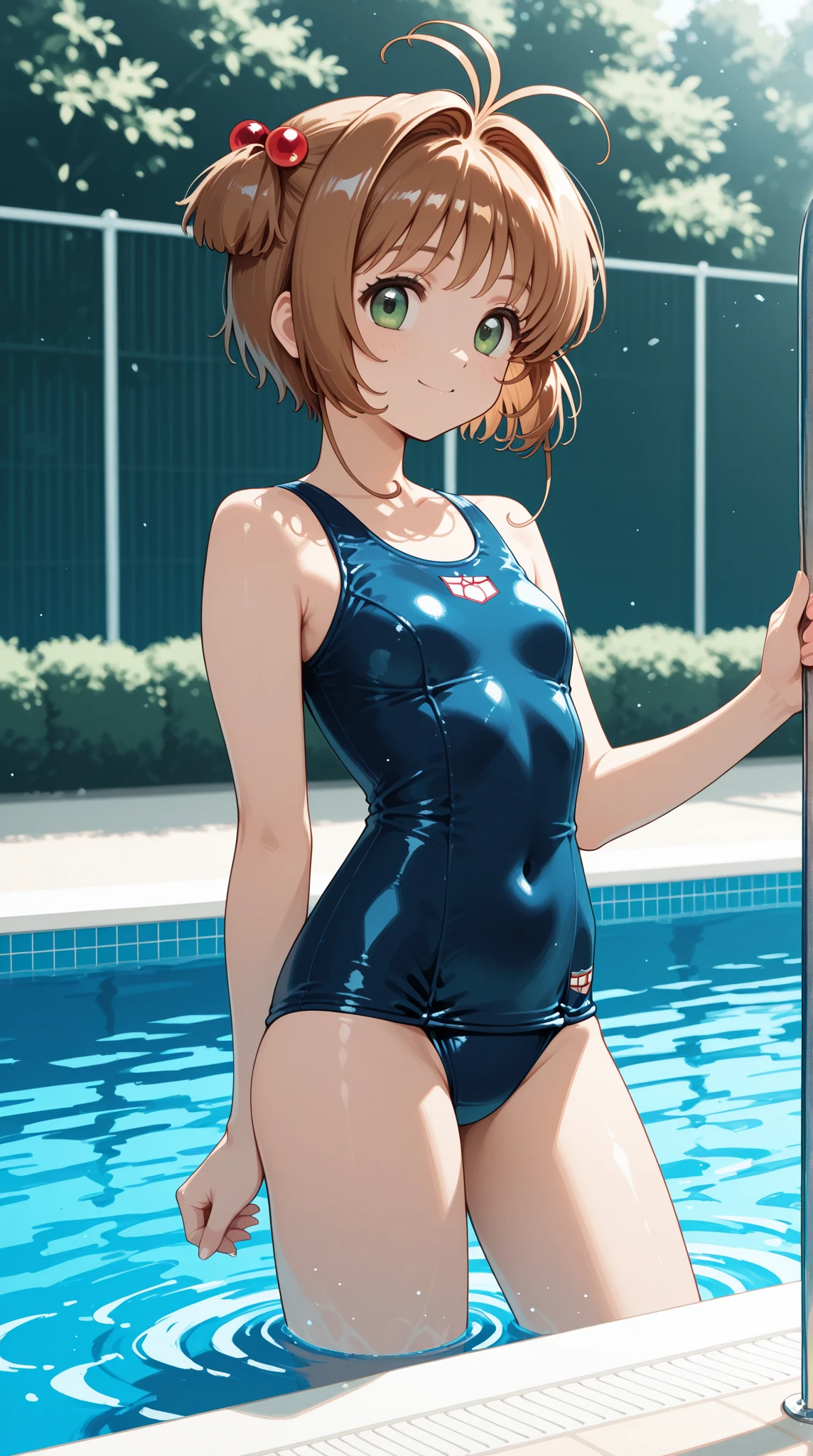 solo, 1girl, looking at viewer, , sapphire kawashima, ,(((Sweating,blush))),outdoor,night,standing,,socks,small breasts,nsfw,,race swimsuits,leotard,thighhighs