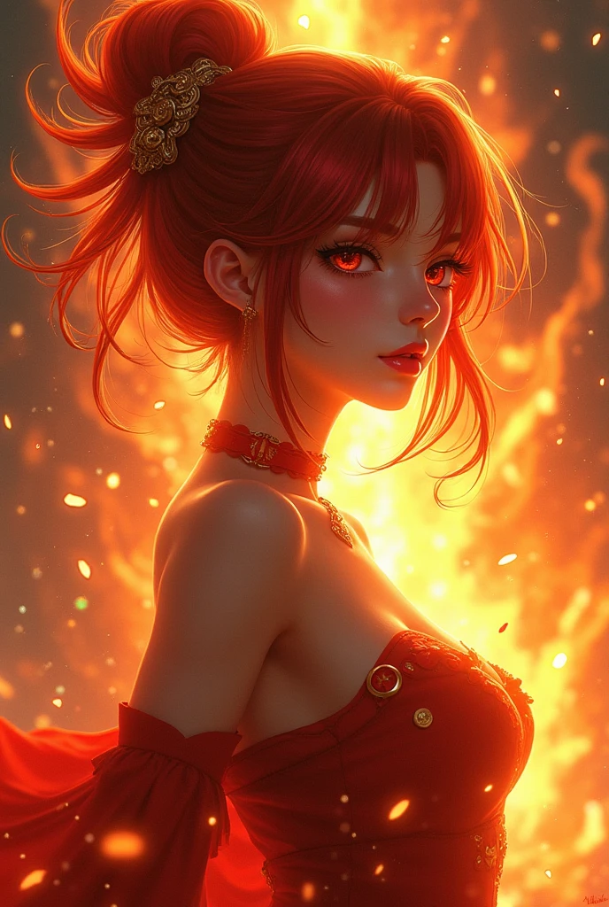 uma linda garota morena com cabelo rot escuro, face perfect, work of art, ultra high resolution, high qualiy, 4K, olhos rots como fogo, cabelos rots escuro, rot, red butterfly, Buffalo, sharp sword, Tuuli, wind, rot, red long circle skirt, hurricane ago, rabo de Buffalo