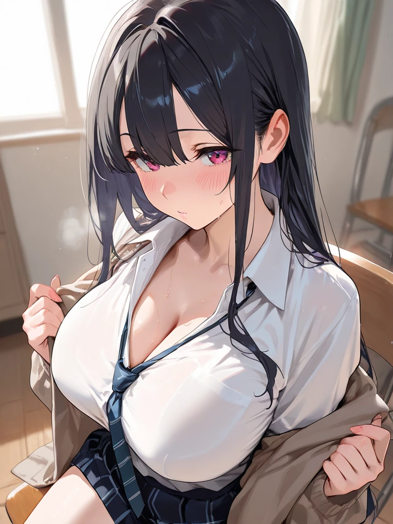 20-year-old、girl、Anime Style、blush、Black Hair、Cleavage、first round