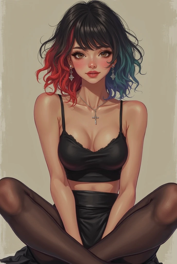 Emo girl, perverted masturbates, Strong orgasm, Short skirt, bare chest, without mothers, nipple piercing, ideal figure, lace thong, pleasure, debauchery