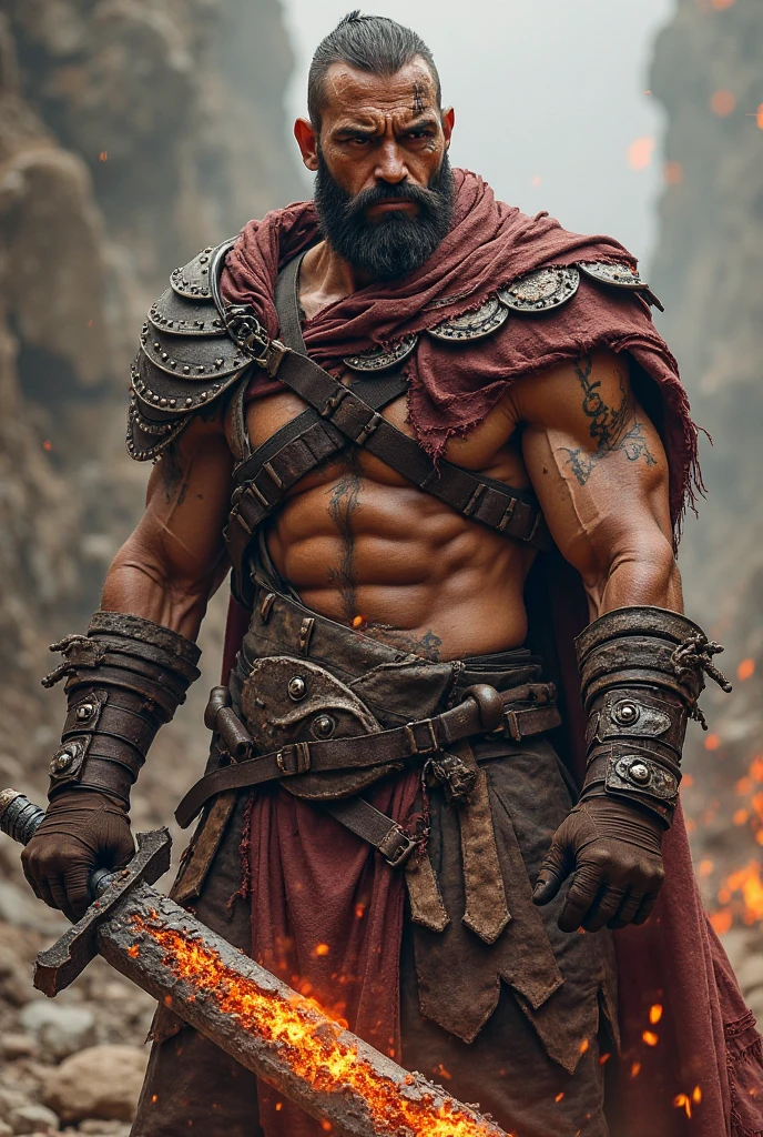screengrab of muscular female viking-barbarian from DnD, healing her injuries after a hard fought battle, directed by Paul verhoeven,
