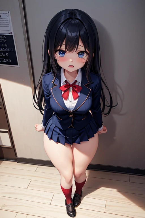 (1 girl standing with open legs wide:1.4), solo, (naked:1.4), standing in glass wall, BREAK, (thin long legs:1.5), (short torso:1.5), (large perky breasts:1.2), (thin waist:1.2), (show off clitoris for viewer:1.3), BREAK, (long black thighhighs:1.3), (long necktie), highheels, (pigeon toed:1.2), BREAK, smile for viewer, nose blush, open mouth, heavy breathing, BREAK, full body, masterpiece
