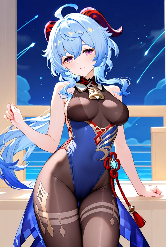 score_9, score_8_up, score_7_up, source_cartoon, rating_explicit, BREAK, (((good quality, masterpiece, highres, realistic))), sexy, 1girl, beautiful, goddess, woman, (((ayaka, genshin impact))), ((white micro bikini)), barefoot, blue thigh strap, blue nails, bare_shoulders, full body, standing, contrapposto, shiny skin, oiled skin, wet, curvy, ((cleveage, midriff, big ass, big breasts)), perfect body, front view, (tundra), sexy pose, simple background 