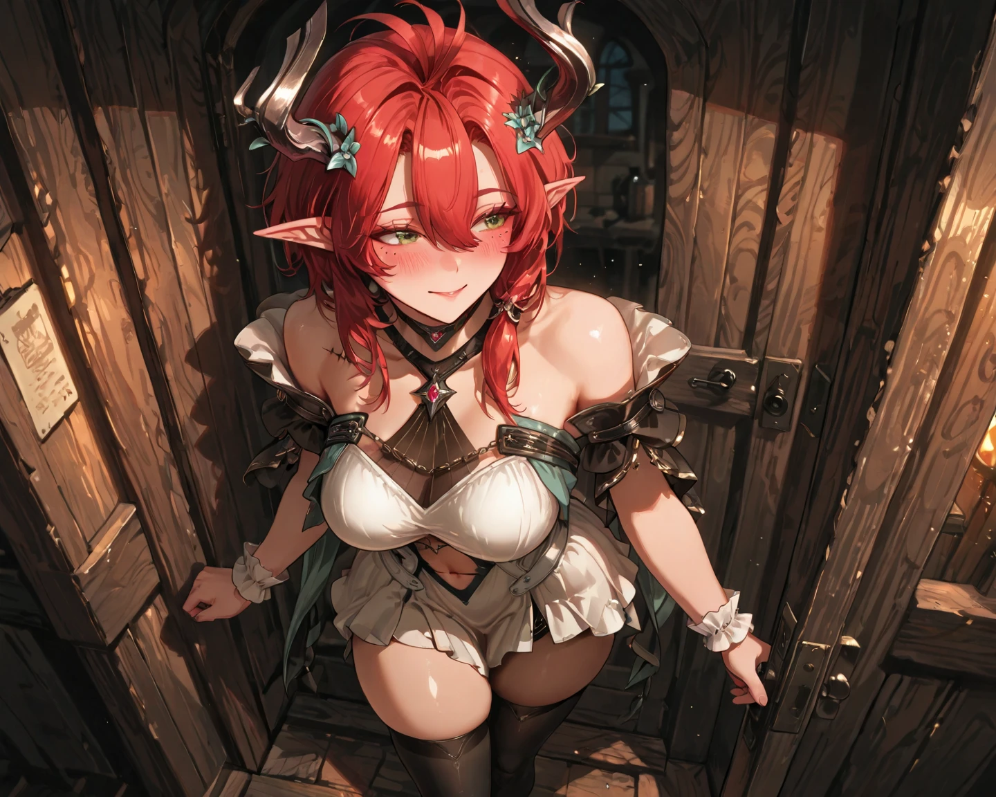 (desolate cave prison、Dark prison、dim dungeon、blur the background、Collar with chain、calarsr),nsfw,(pov:1.4),(focus breasts:1.2),(bare breasts:1.1),huge breast,(paizuri,Fellatio,unsensord,1penis, breast concussion,looking at penis:1.4),