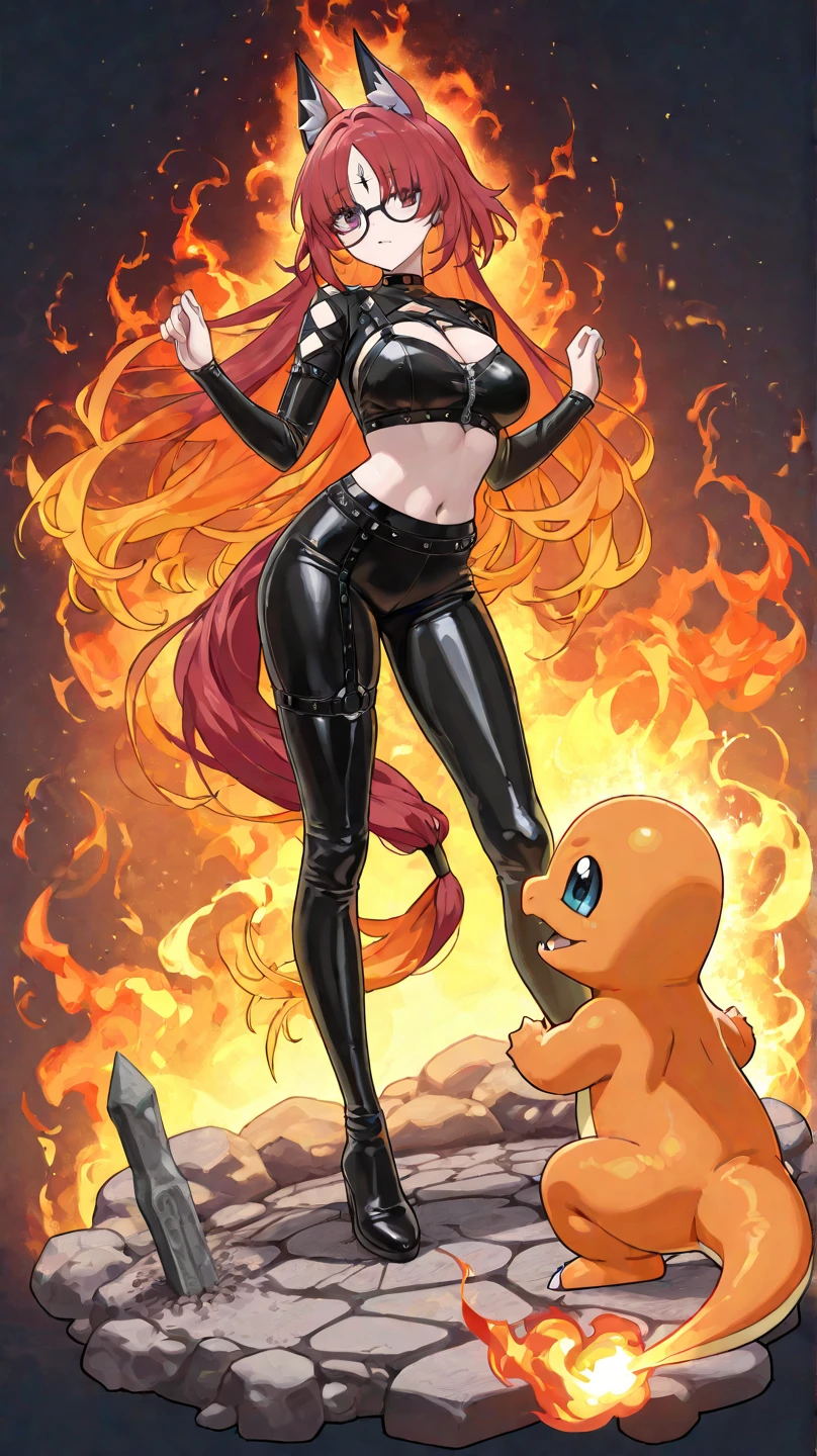 Nami from one piece(1 girl). Wearing miniskirt. And nami get hugs with male monster((monster))