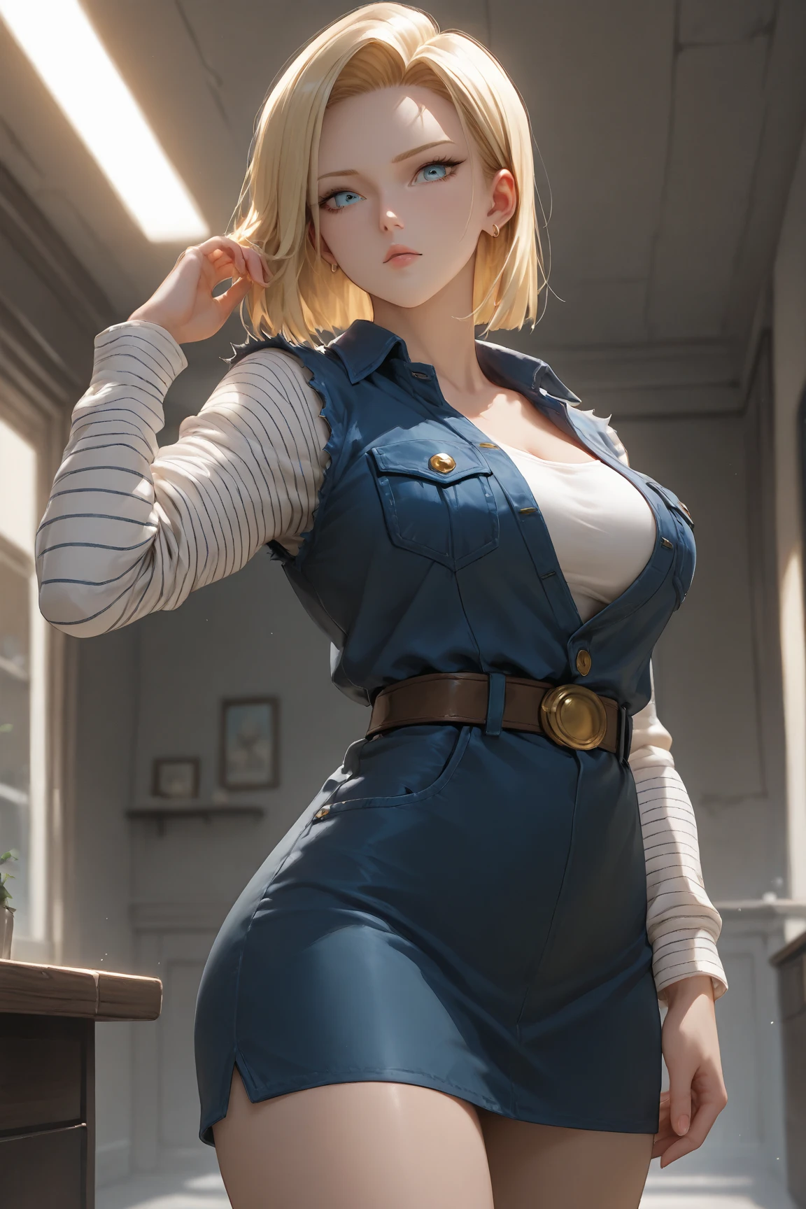 (ultra realistic,32k, masterpiece:1.2),(high detailed skin:1.1),( high quality:1.1),
<lora:PPGZ-Miyako_Gotokuji:0.8>ppgzmyk,depressed, blue eyes, blonde hair, twin drills, hairclip, ((black:1.2) long slevees, turtleneck dress, short dress,belt,pantyhose :1.1) (long coat cardigan:1.1),, whispering hollows, murmuring echoes, hidden passages, abode of ancient spirits,(looking at viewer, standing, from above:1.1),, huge breast,large breast,<lora:add_detail:0.77>,
(dense light rays:1.1),