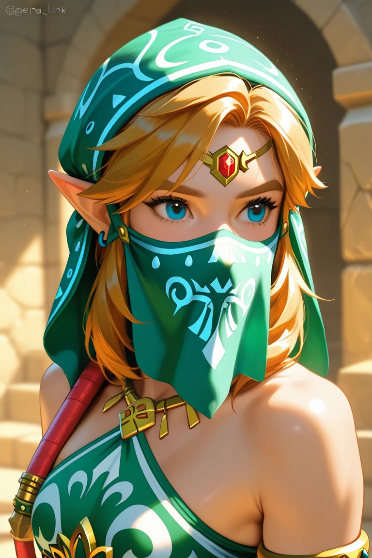 masterpiece, best quality, photo realistic, <lora:gerudo_set_v4_DS1.5-000004:1>, gerudo_set