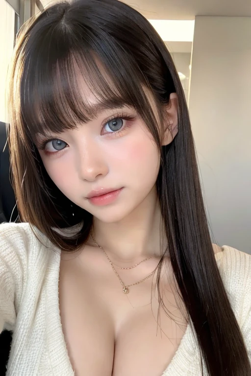 asian, light blue eyes, 1girl, cute asian girl, blonde hair