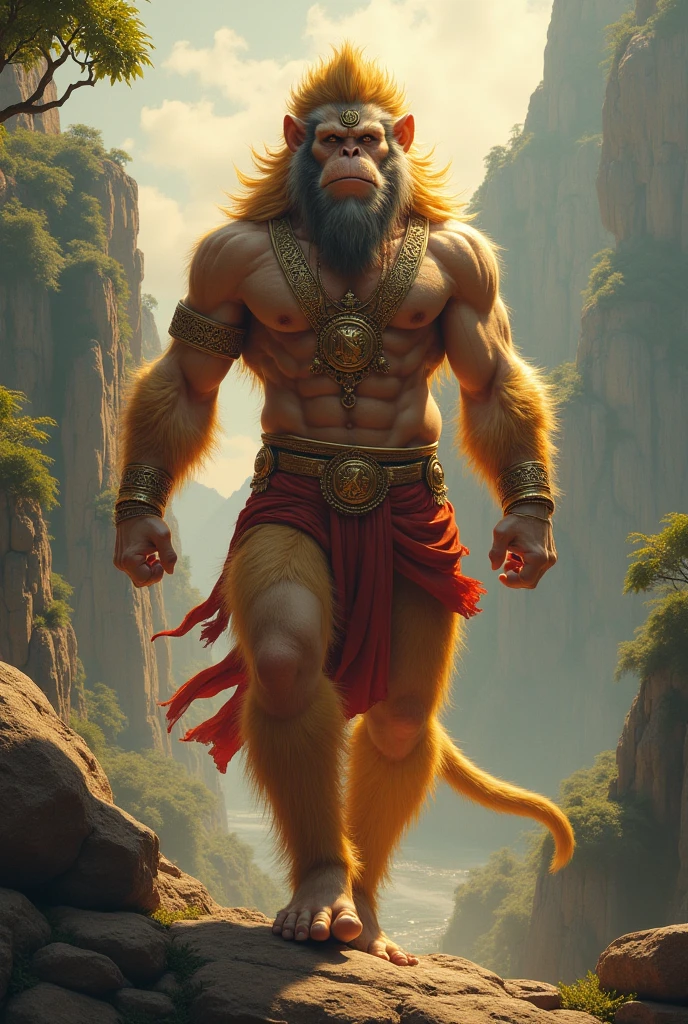 Hanuman smashing Mountain with tail