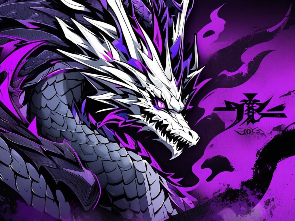  Dragon,black scalie,purple aura,Has the power of a black hole, skeb artwork