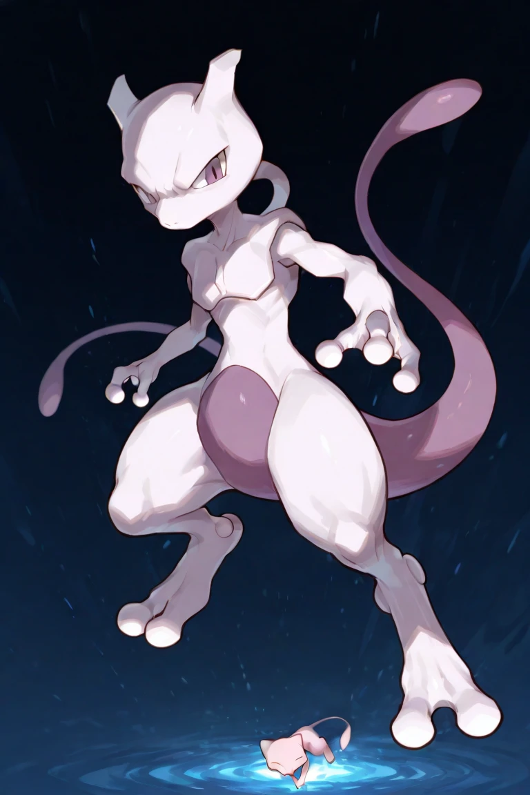 Pokmon, perfect tail, MewTwo she is stuck in quicksand sinking,scared and worried about her thighs