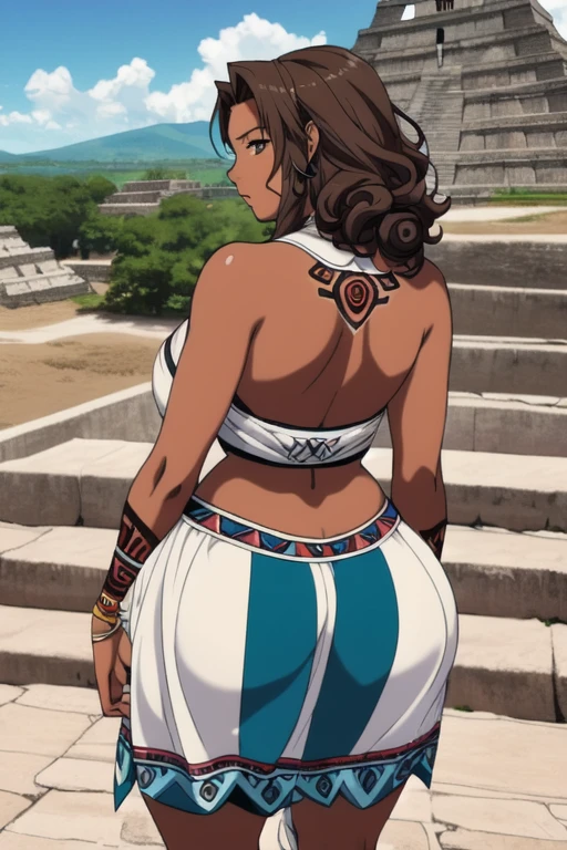 Obra maestra, Jennifer Lopez, 20 years old, piel mojada, bikini con taparrabos, piernas separadas, De pie, en un campo polvoriento, view from behind, de cerca